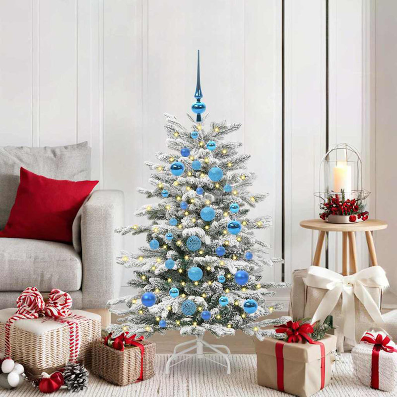 Artificial Hinged Christmas Tree White PE and PVC, 3.94 ft