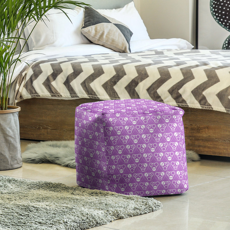 Repose-pieds à cubes classic circle ondulations, Violet / Blanc