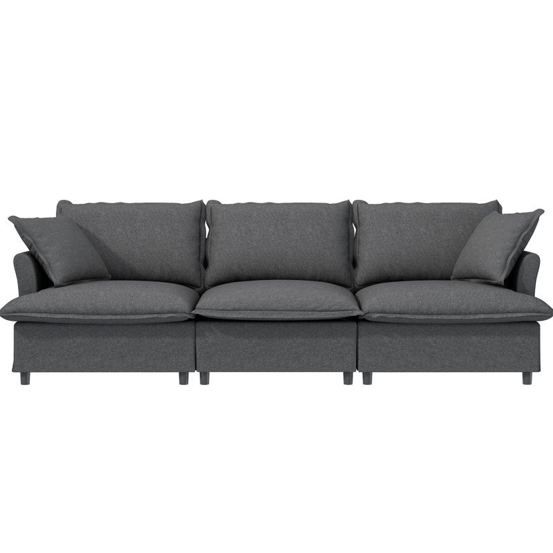 Lit modulaire en chenille 3 chambres - Rembourrage en mousse haute, tissu souple rembourré 3 places polyvalent, coussins à ressorts ensachés