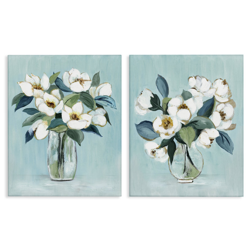 Ensemble de 2 vases Magnolia Blossom, design par Janet Tava, 20 x 16