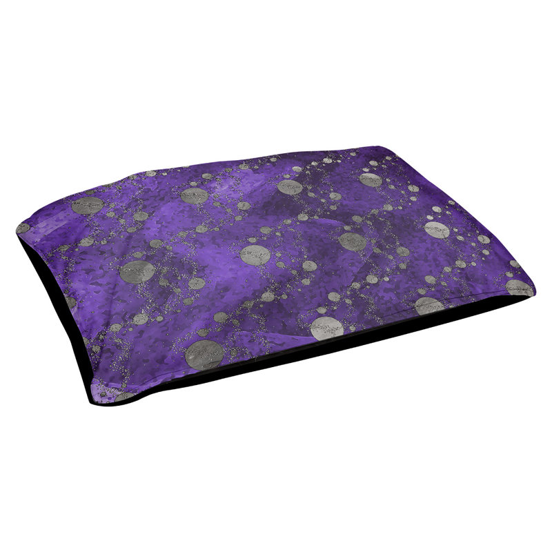 Coussin d'extérieur pour chien Byrge Planets Stars, Très grand (l 52 po x P 42 po x H 17 po), Vert / mauve / gris
