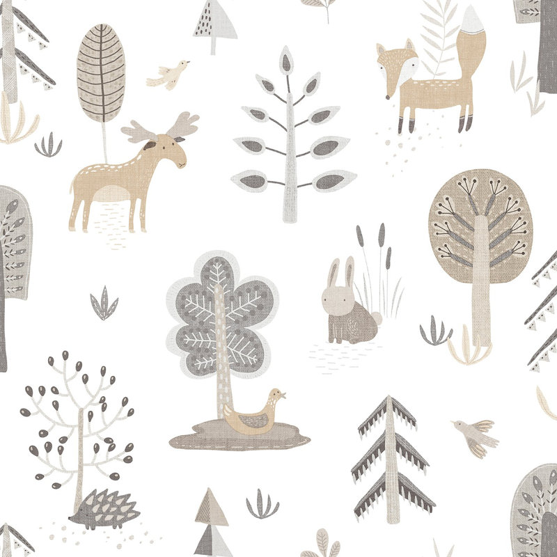 Nerijus Little Explorers 2 Country Animals Wallpaper Roll, Silver