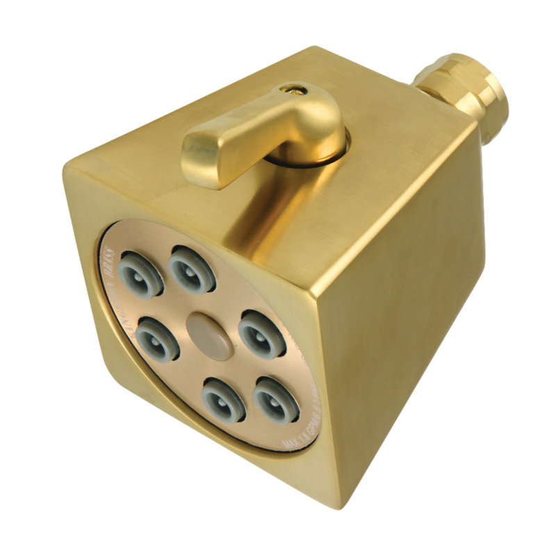 Kingston Brass Monarch 2-4/5-Inch Square Jet Spray Brass Shower Head, Brushed Brass