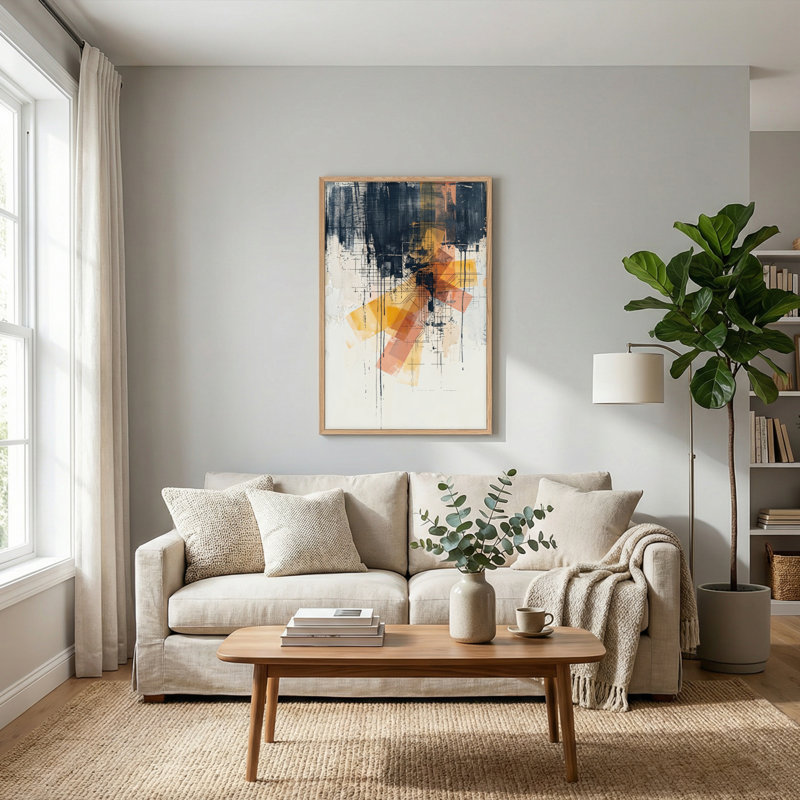 Ensemble d'une toile murale géométrique abstraite, H 24 po x l 18 po, Naturel