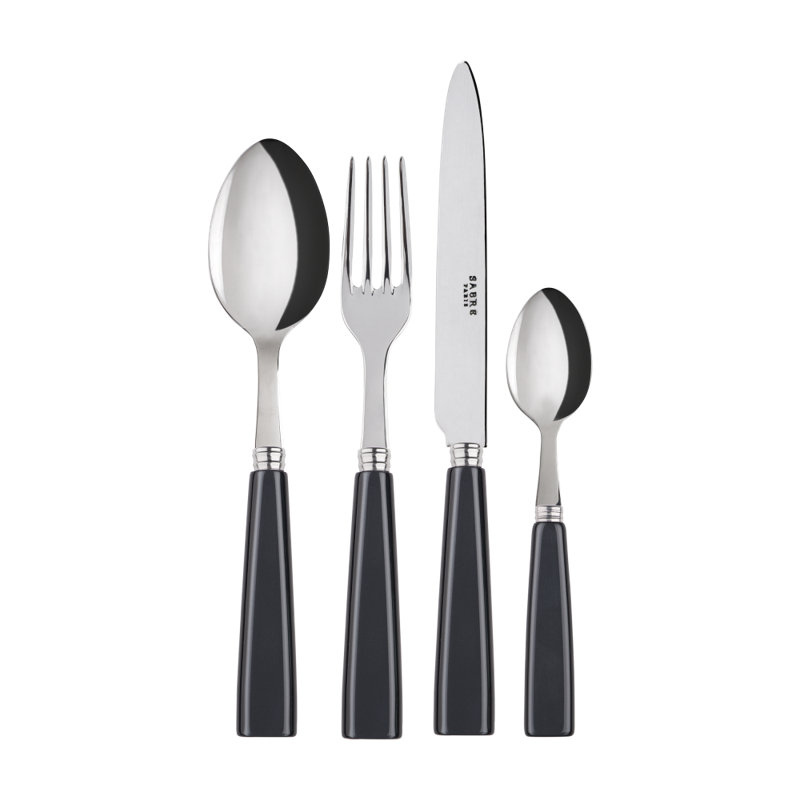 Sabre Paris - 4 Pieces Cutlery Set Icône, Dark Grey