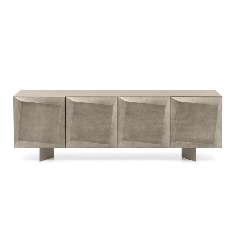 Buffets Alterego, 31.13"H x 95"W x 19.75"D, Beige mat perlé brossé / beige perle mat