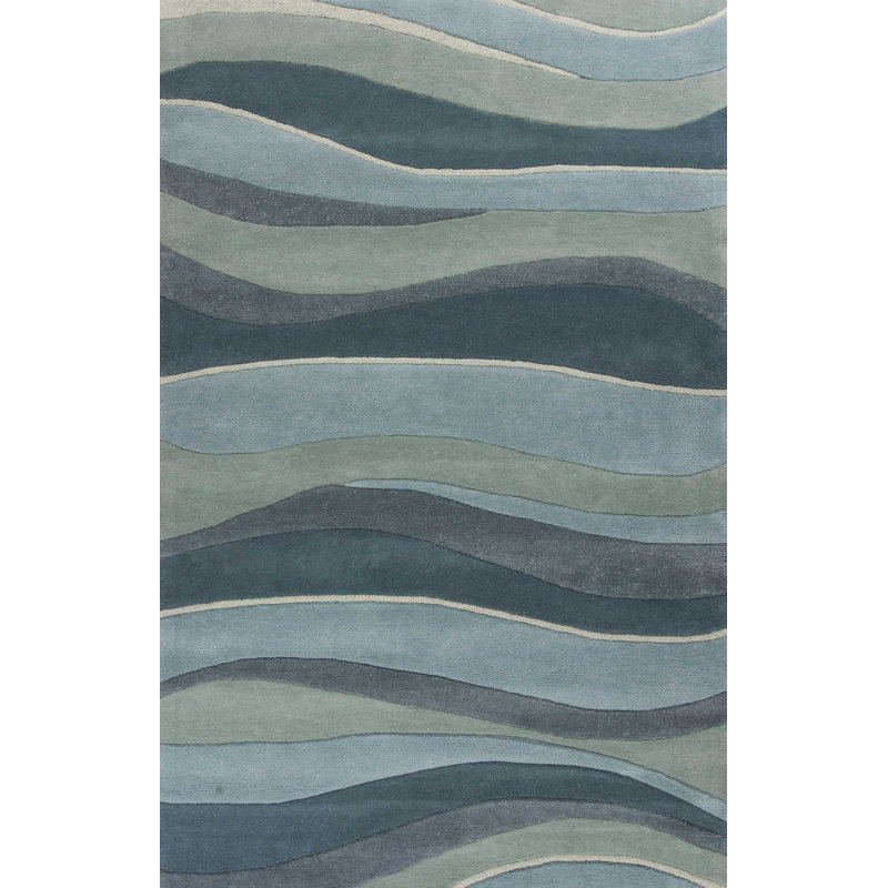 Tapis bleu sarcelle touffeté à la main 5 po x 8 po