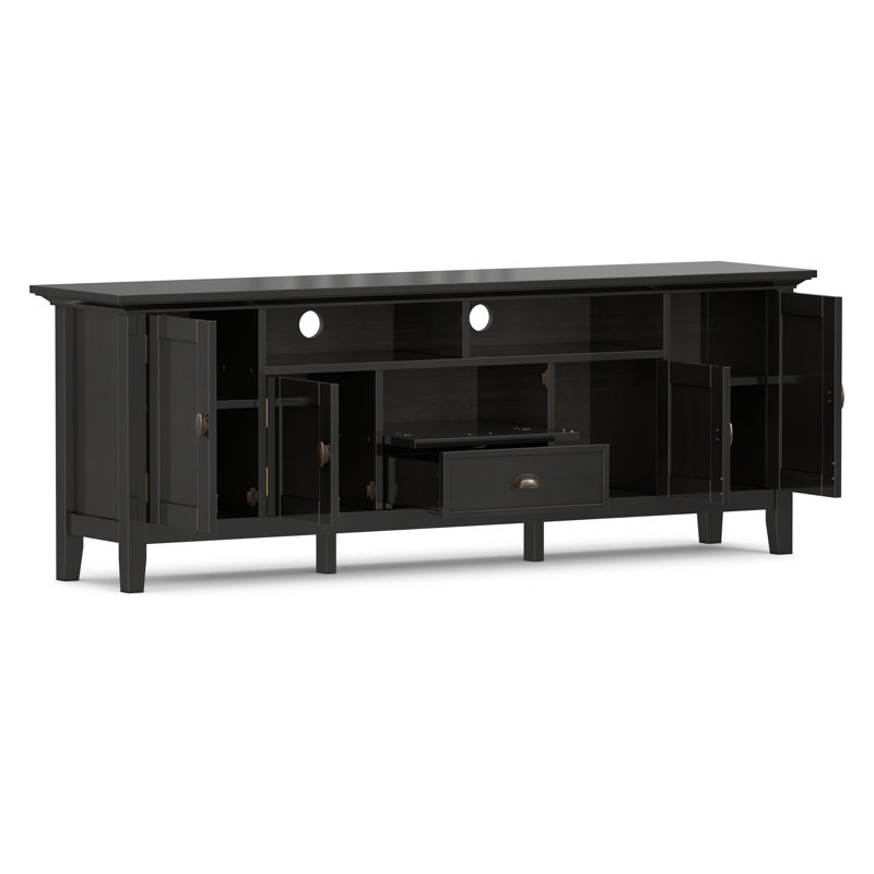 Redmond 72"W Solid Wood Transitional TV Stand for TVs up to 80" with 2 Cabinets, 2 Drawers, and Open Shelves, Hickory Brown