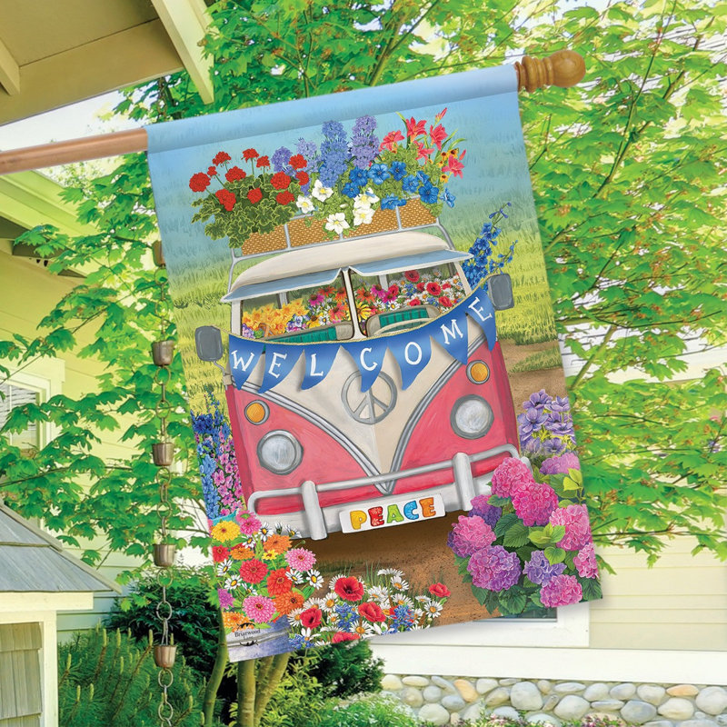 Drapeau de paix Peace Van, Printemps rose/vert/bleu