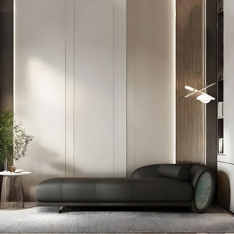 Chaise longue créative, confortable et décontractée, Orienté à droite, Noir