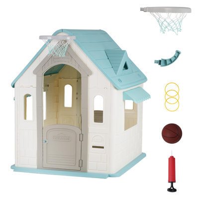 Maisonnette pour enfants avec porte, fente pour le courrier et jeux - Maison de jeu intérieure / extérieure pour tout-petits et jeunes enfants