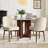 Beige Linen Dining Chairs with Solid Wood Legs-54827839