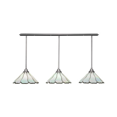 Luminaire suspendu linéaire à 3 lumières suspendu au fini nickel brossé avec perle de 16 po et verre d'art Black Flair