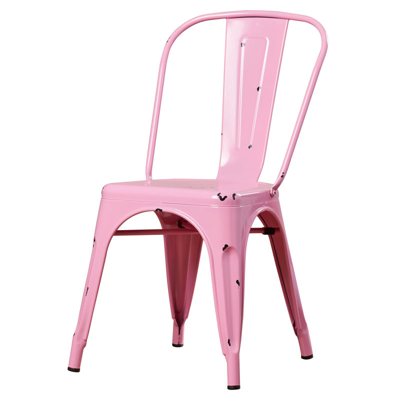 Chaise d'appoint à dossier en lattes Venedy, Rose gomme à bulles
