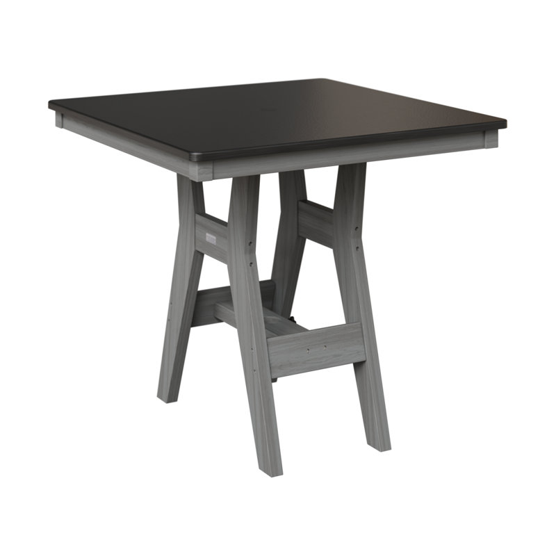 Table de bar carrée 33 po Berlin Gardens Harbor, Bois flottant gris, Noir martelé, H 38,87 po x l 33 po x P 33 po