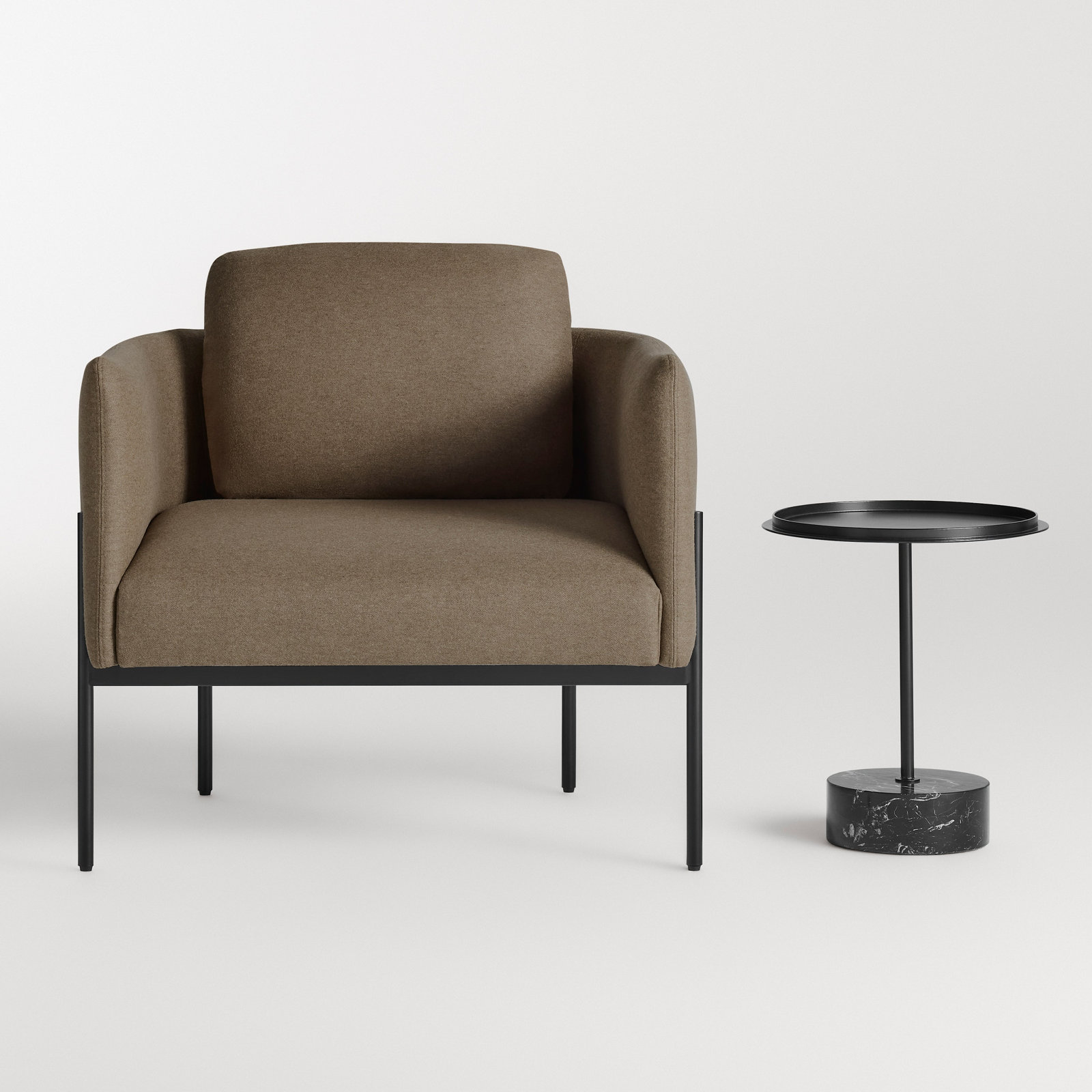 Getup Upholstered Armchair, Gabro Coffee Wool Blend