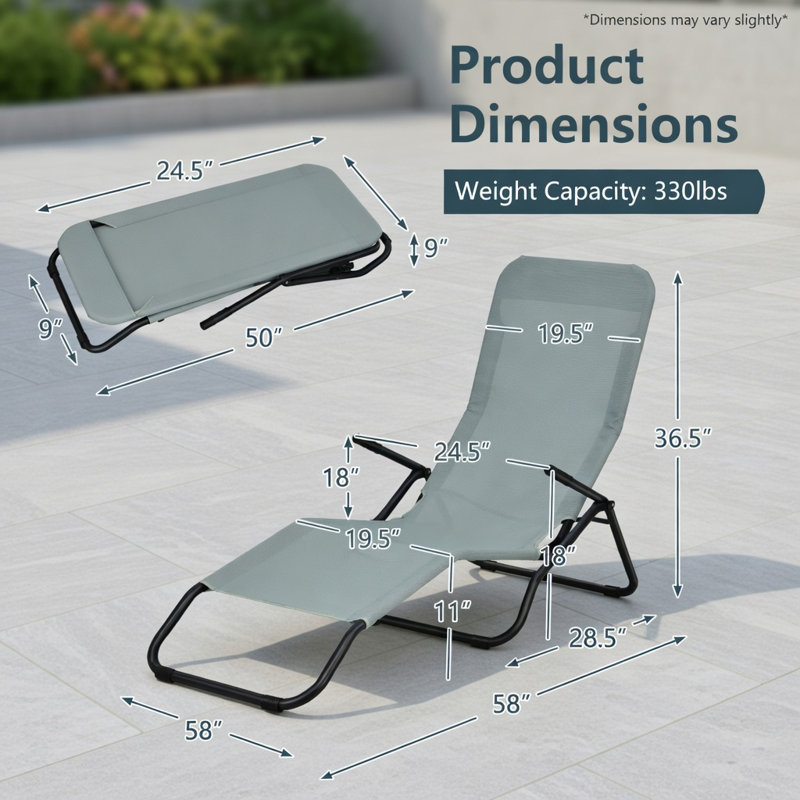 2-Pack Light Green Folding Patio Chaise Loungers with Rocking Motion – Heavy-Duty Steel Frame, Breathable Fabric, Easy-Store Design for Backyard, Poolside & Garden