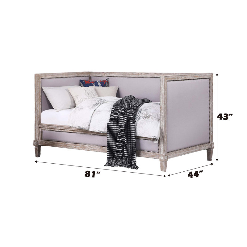 Lit de jour Charlton Linen (simple), Beige et chêne