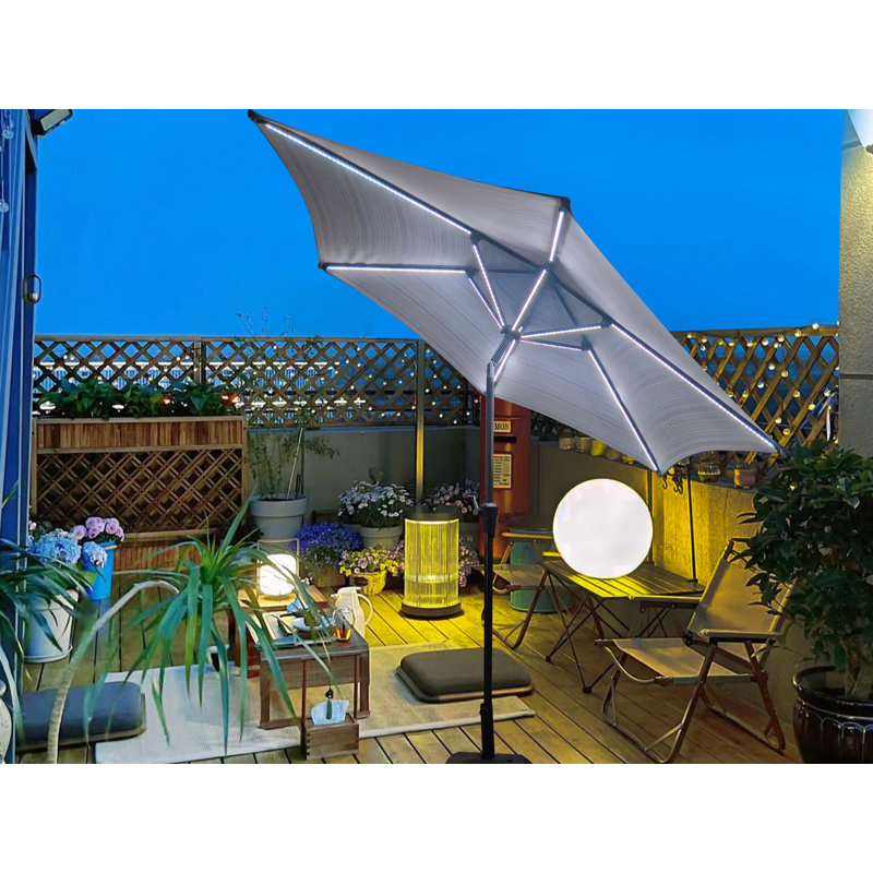 PARAPLUIE 9 PIEDS AVEC LUMIÈRE LUMINEUSE, Rayures bleues
