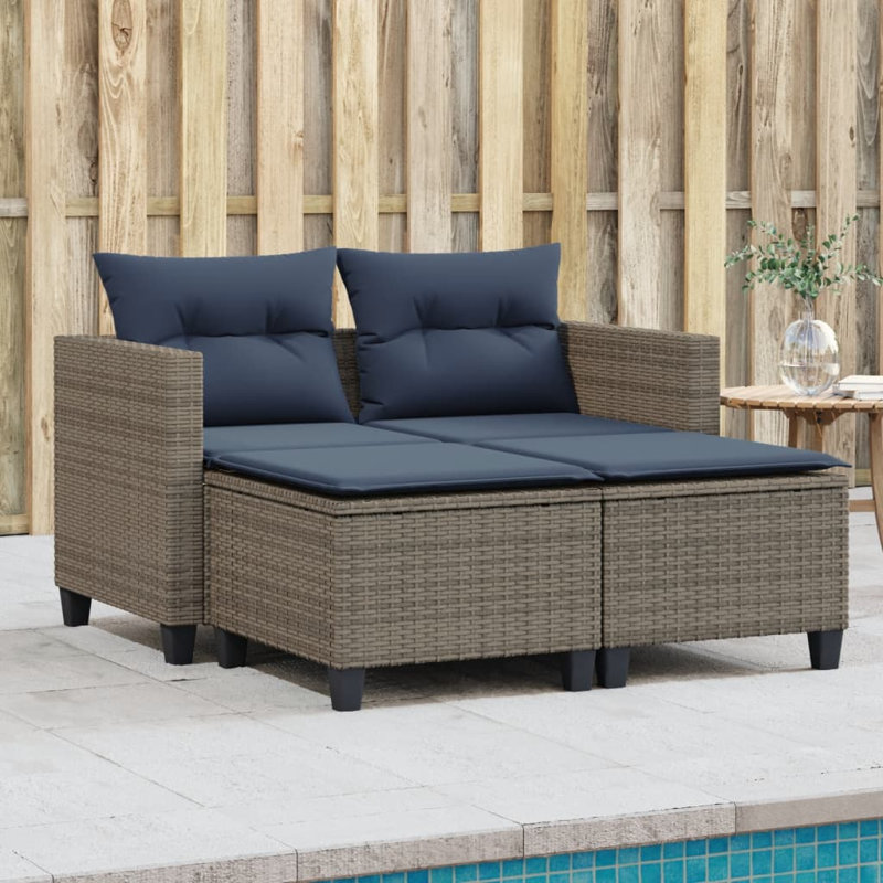 Canapé de patio 2 places Vidaxl, Bleu marine / gris