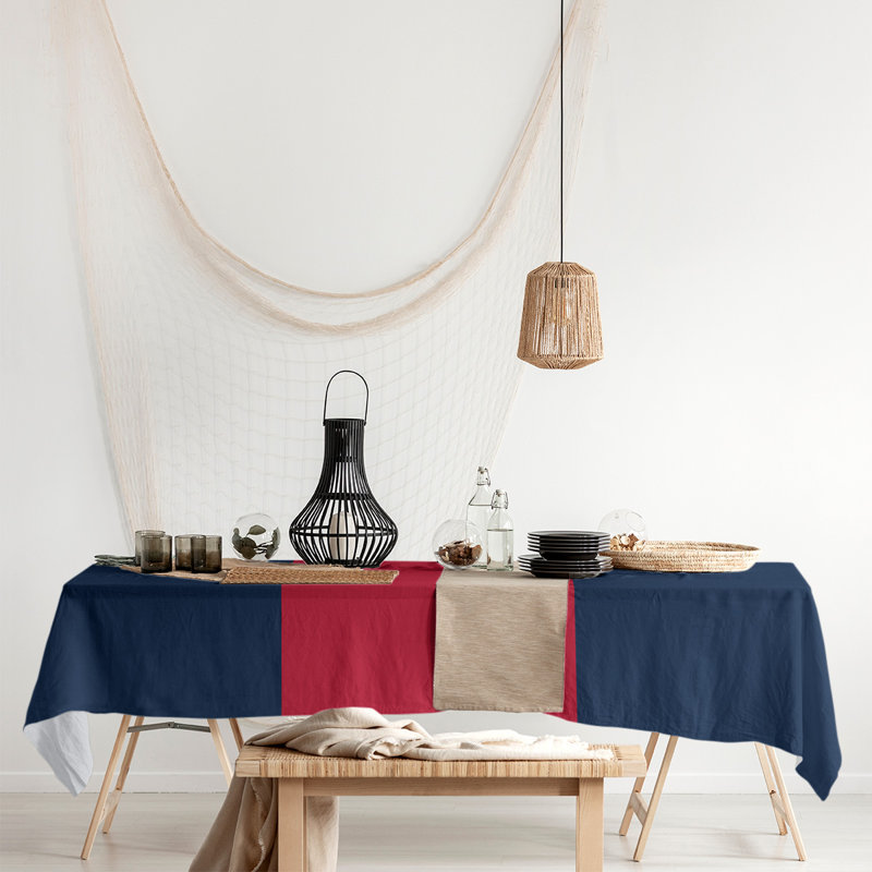 Chemin de table Florida, Bleu / rouge / bleu, Mélange de coton, 90 po x 16 po
