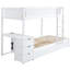 Lit superposé Twintwin avec bureau de rangement, lit gigogne simple et prises de courant, blanc - chambre à coucher moderne indispensable pour les familles