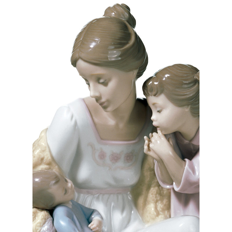Eloquent Porcelain Family Figurine: Mother, Daughter, and Baby