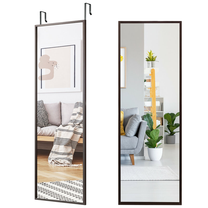 Wood Flat Wall Mirror, Coffee