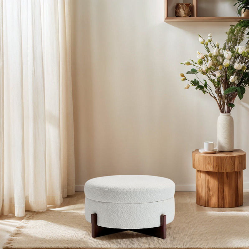 Repose-pieds large avec rangement, Blanc