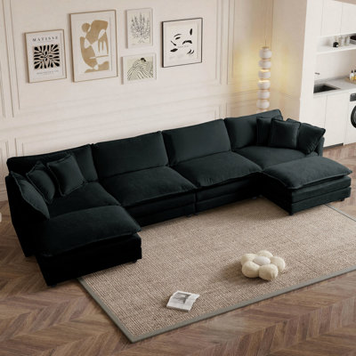 Clitheroe 6-pieces Modular Large U-Shape Sectional Sofa,Chenille Upholstered with Extra Ottomans by Ebern Designs