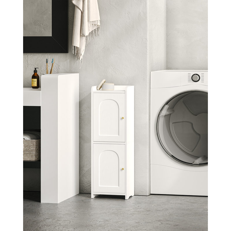 Bathroom Storage Cabinet, Slim Bathroom Floor Cabinets with Door and Adjustable Shelf, Freestanding Storage Unit, Narrow Toilet Paper Cabinet for Small Spaces