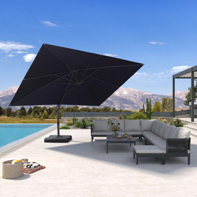 10' × 13' Patio Cantilever Umbrella Outdoor Rectangle Adjustable Offset Umbrellas with 360-degree Rotation
