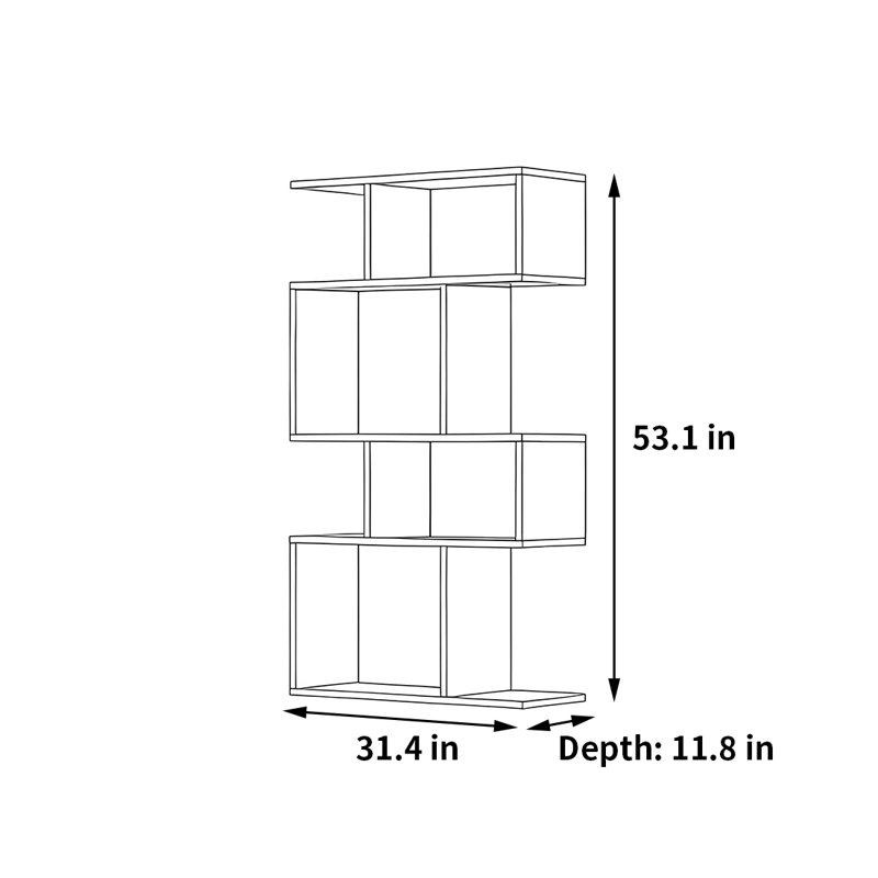 Bibliothèque créative et tendance, (4 tablettes) H 53,1 po x l 31,4 po x P 11,8 po