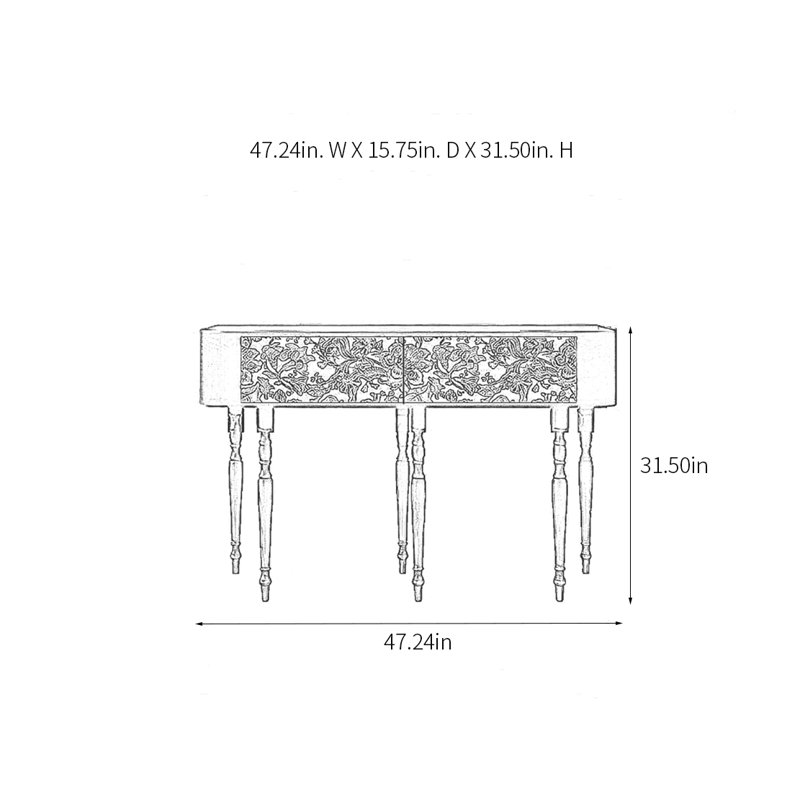 Console Retro Elegant Art, H 31,5 po x l 47,24 po x P 15,75 po