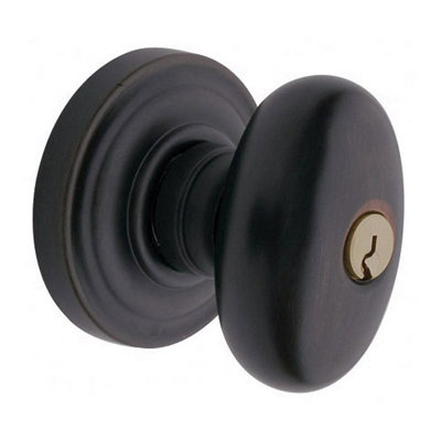 Egg  Keyed Entry Door Knob Set with Classic Rosette