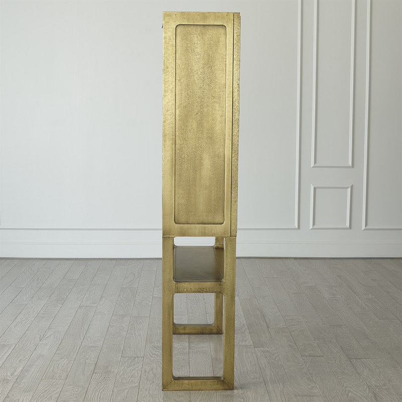 Selenite Sunburst Hardwood Bar Cabinet with Brass Detailing