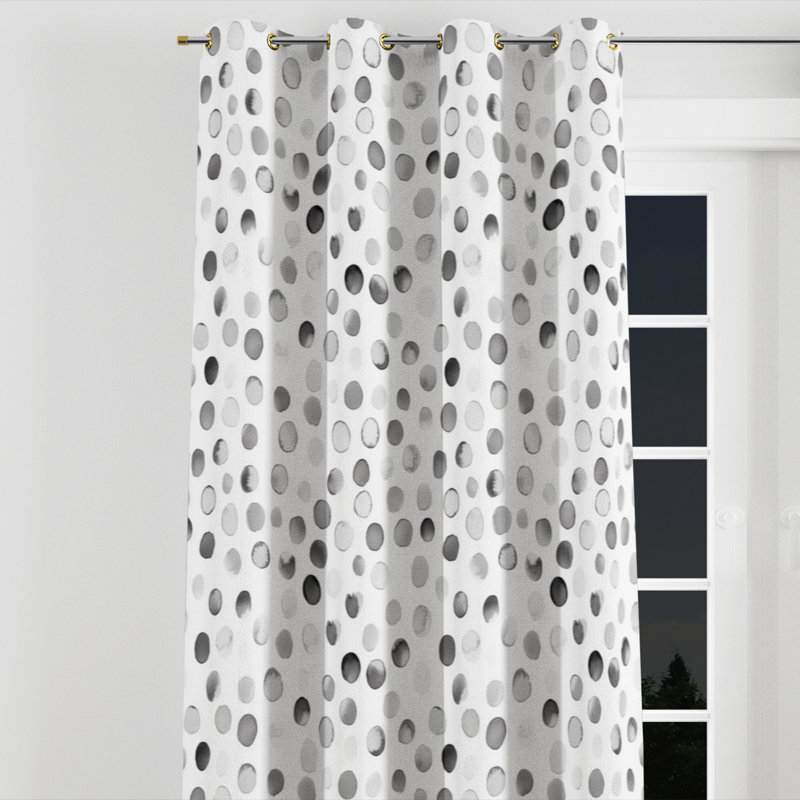 Rideaux en velours Modern - formes géométriques avec œillets gris - 1 panneau, L 52 po x L 95 po, Œillets dorés