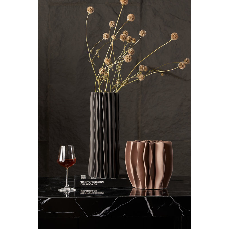 Vase en céramique imprimé 3D 9 po, Beige