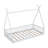 Twin Size Wood House Bed with Fence, White