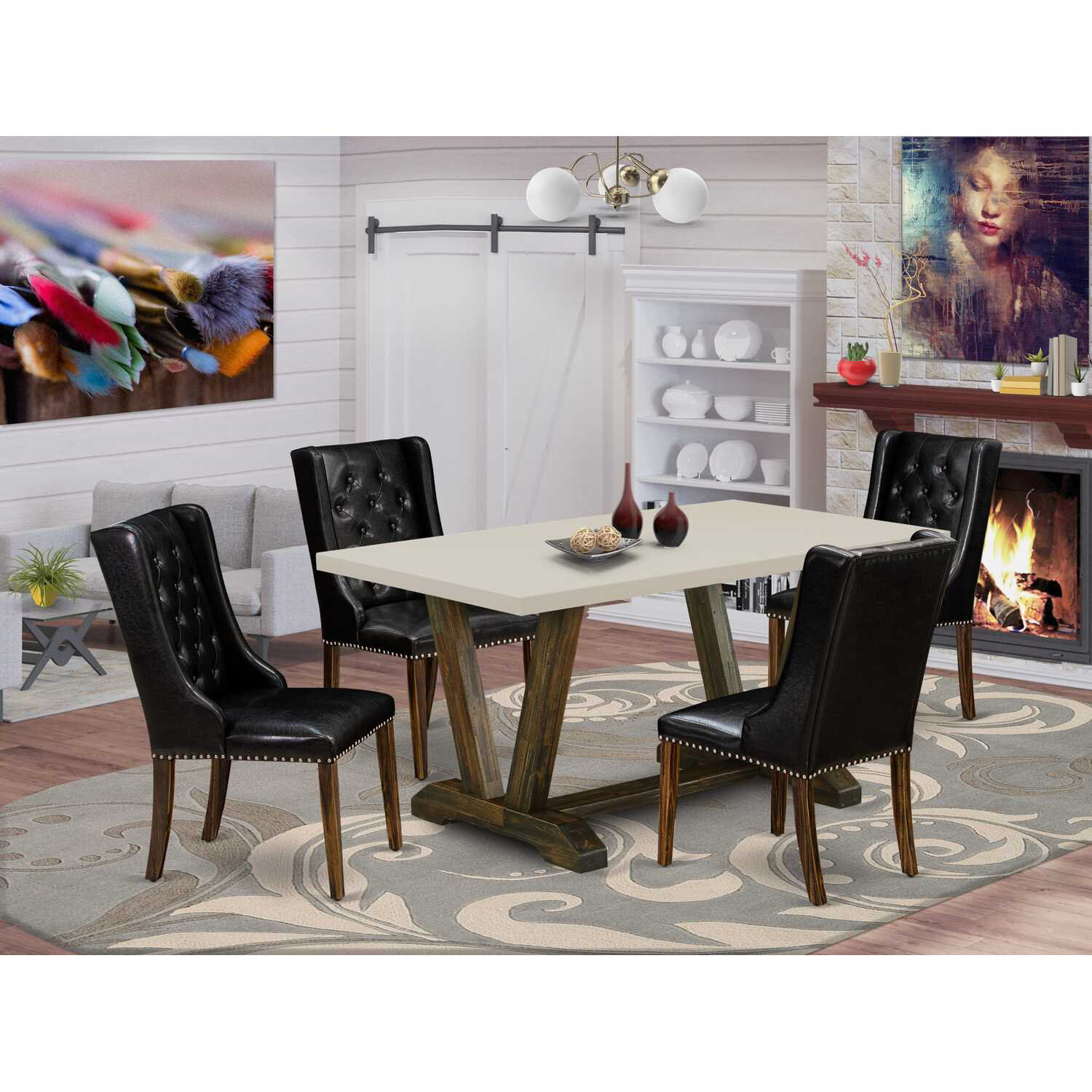 Acacia Kea Wood And Glass Dining Table Canora Grey 5-Piece
