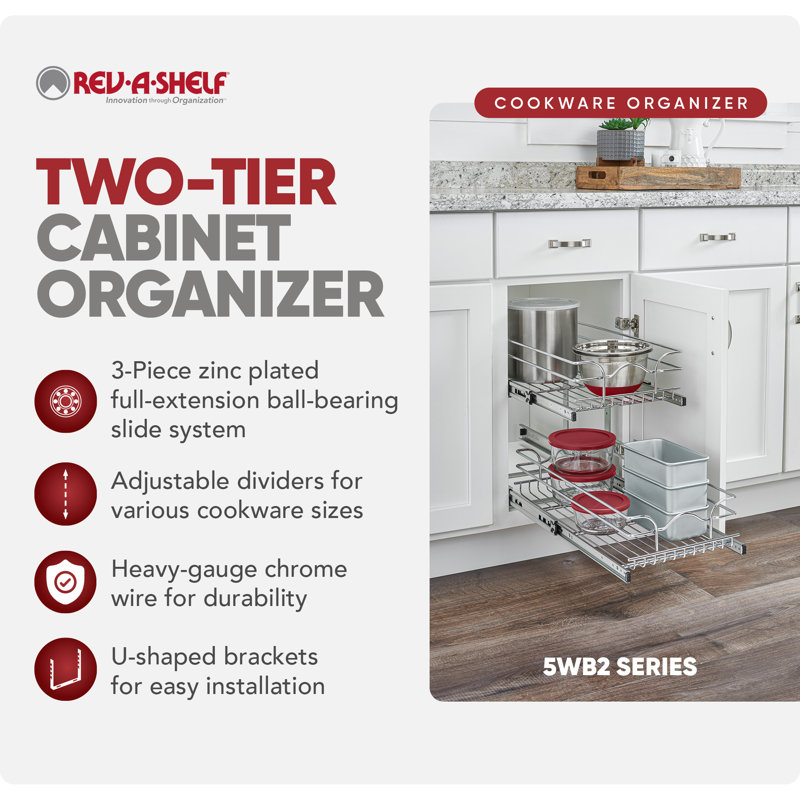 Organisateur de panier à 2 niveaux Rev-A-Shelf pour armoires de cuisine ou de meuble-lavabo , L 15 po, P 22 po