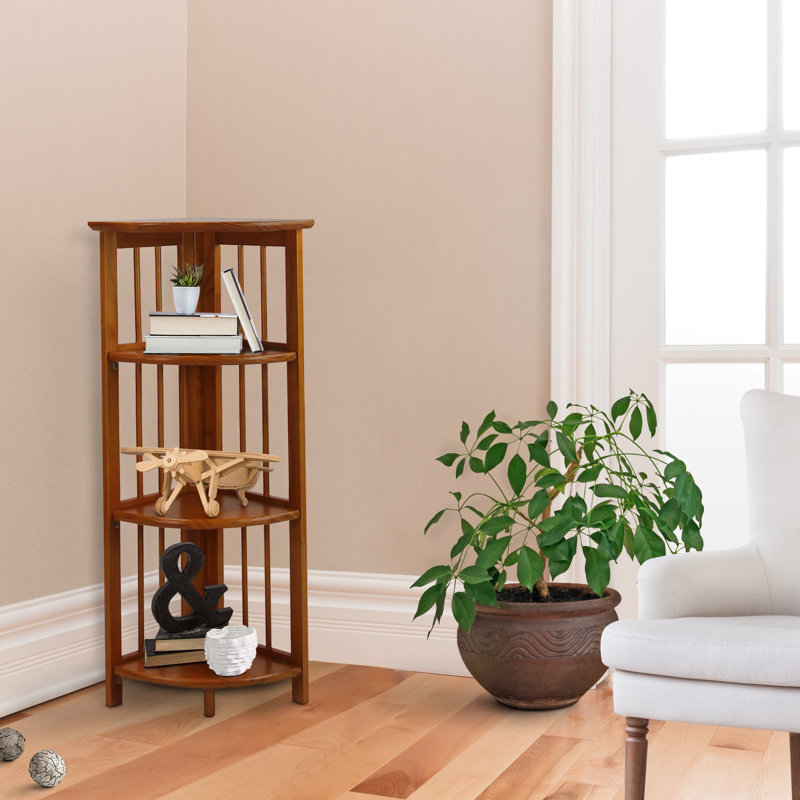 Duerr Corner Bookcase, Honey Oak, 38.8" H x 12.5" W x 11.5" D