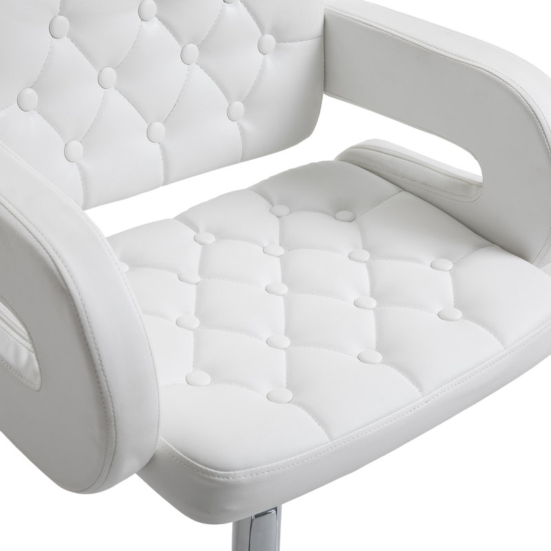 HOMCOM Adjustable Height Barstool Steel Pole PU Leather, White