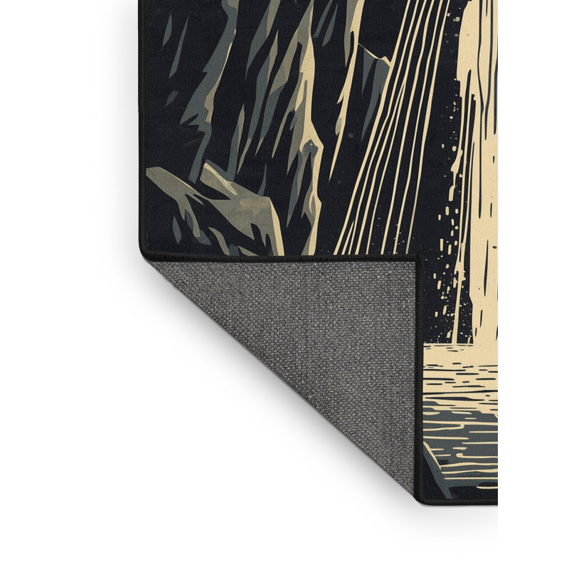 Tapis doux et moelleux éclectique à motif éclats d'étoiles en noir - reliure noire, 4 x 2