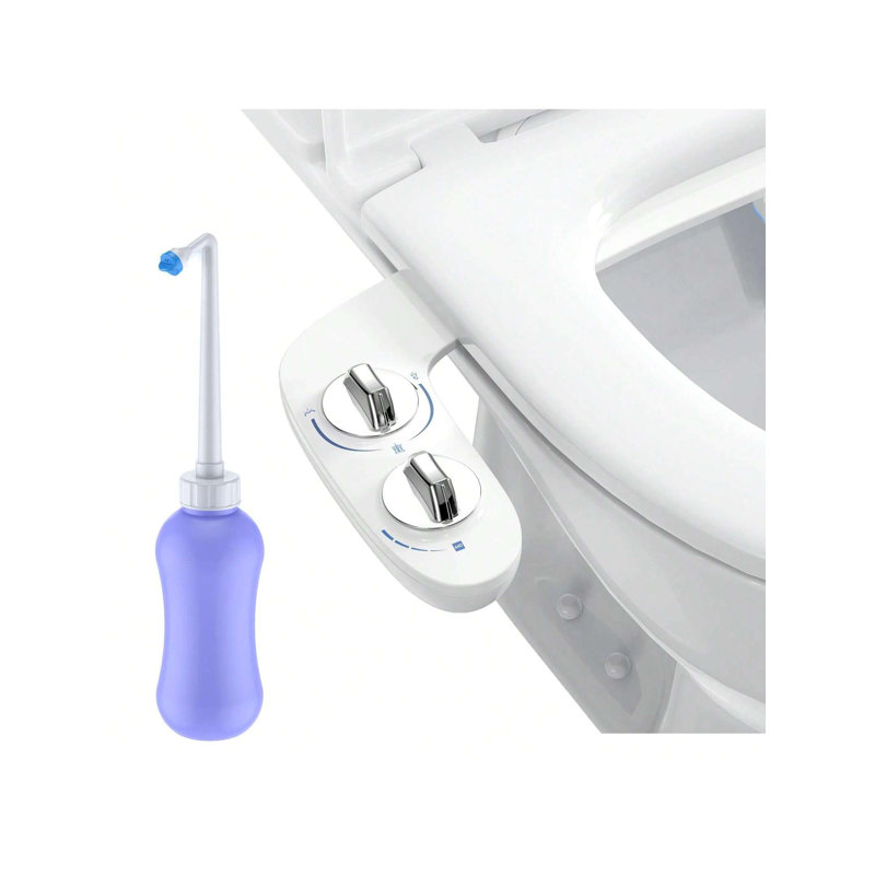 Multifunctional Non-Electric Bidet Attachment & Sprayer, Dual Nozzle, Self-Cleaning, Adjustable Pressure, Cold Water