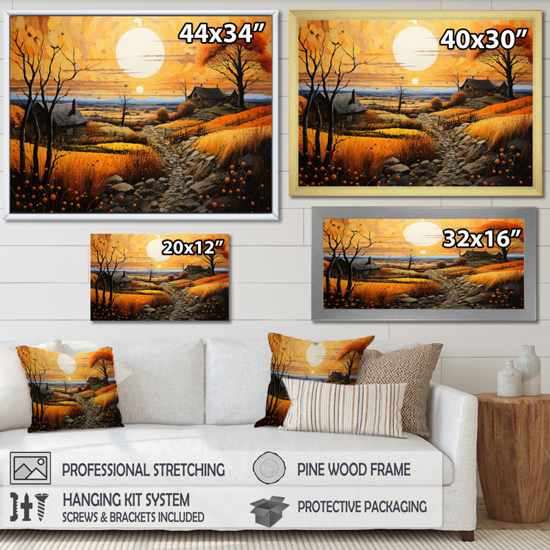 «Markyiah Farm Golden Harvest Pastoral II», reproduction, H 16 po x l 32 po x P 1 po, Cadre flottant blanc