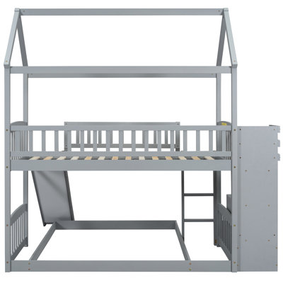 Lit simple superposé avec glissade et construction stable, idéale pour les petites chambres