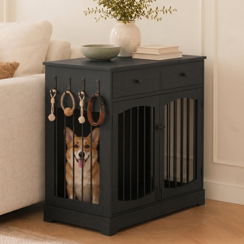 Meuble de 40 po pour chien de ferme, cage robuste pour chien de taille moyenne à grande, Black
