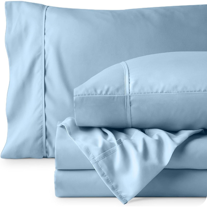 Ensemble de draps pour grand lit - Draps de luxe en microfibre 1800 doux - Double brossé - Poches profondes - Facile à installer - Ensemble de 4 pièces - Draps et taies d'oreiller