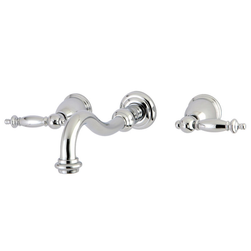 Kingston Brass Templeton Two-Handle 3-Hole Wall Mount Bathroom Faucet, Polished Chrome